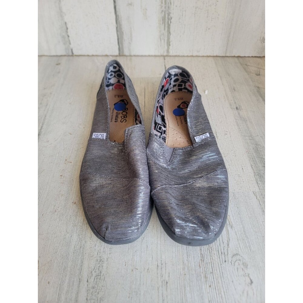 Bob's sparkle Silver glitter 8.5 women's slip on‎ flat shoe
